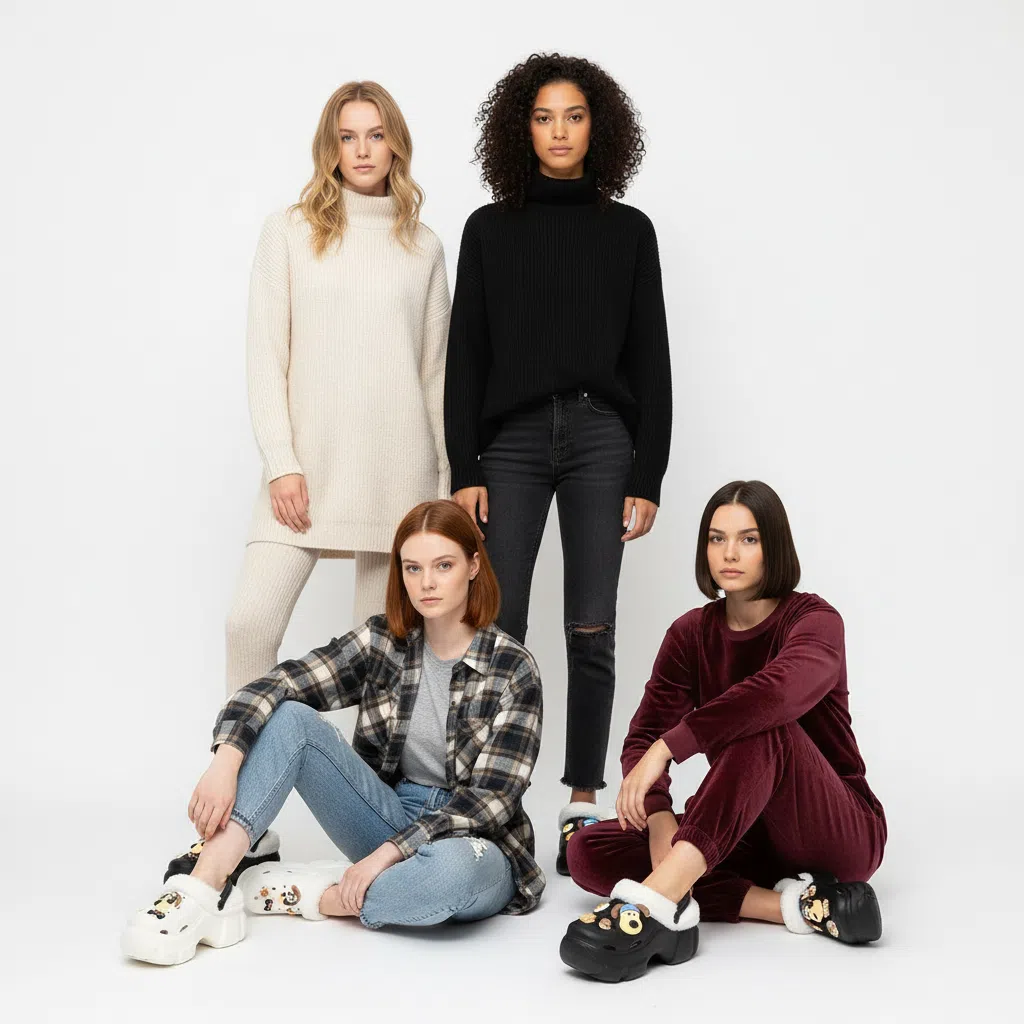 Fleece-Lined Crocs Classic Clog-Warm Sherpa Slip-On